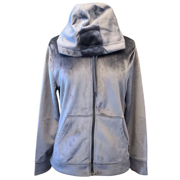 Emily B Velour Zip Up Hoodie. M. Ice Blue. Cozy. Pastelgoth whimsy - Picture 2 of 13